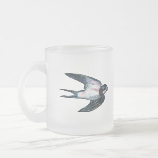 バーンスワロー飛んでいるイラストレーション フロストグラスマグカップ (左)
