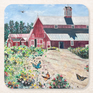 バーンズと蝶 スクエアペーパーコースター