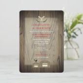 バーンズ結婚ウッドレッドバッファロープレイドカントリー素朴 招待状 (スタンド正面)