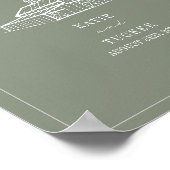 バーンセージグリーン素朴秋の結婚式ウェルカム ポスター (角)