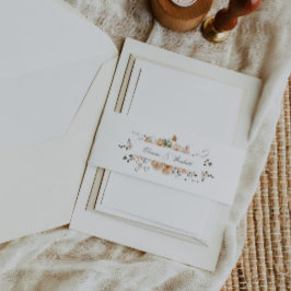 バーントオレンジとセージ緑のフローラ園 招待状ベリーバンド