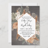 バーントオレンジとセージ緑秋の結婚式 招待状 (正面)