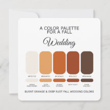 バーントオレンジとディープラストの秋の結婚式パレットカード