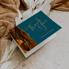 バーントオレンジアゲート金ゴールドティール（緑がかった色）結婚ズサンキュー カード