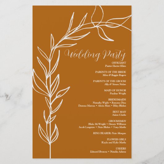 バーントオレンジアミニマルーチ結婚式 プログラム (裏面)