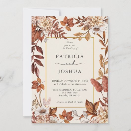 バーントオレンジオ素朴ータム結婚式招待状 招待状 (正面)