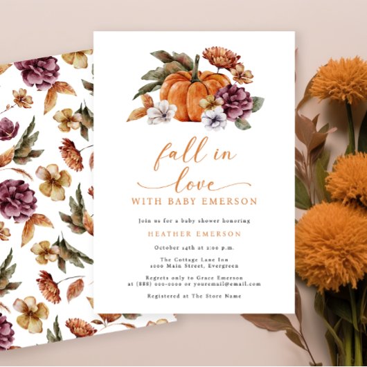 バーントオレンジカボチャベビーシャワー招待状 招待状