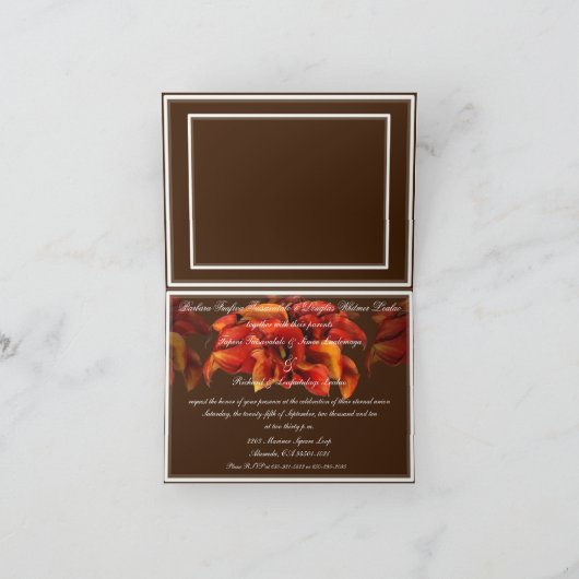 バーントオレンジカラユリズ結婚式招待 招待状 (内部)