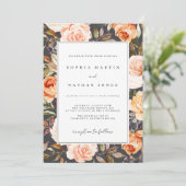 バーントオレンジグレー秋水カラーフローラ結婚ズ 招待状 (スタンド正面)