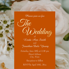 バーントオレンジシンプルスタイル結婚ズ 箔招待状