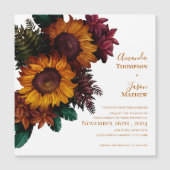 バーントオレンジセージ緑フローラ結婚式招待状 (正面)