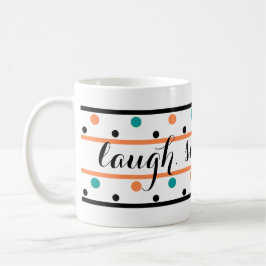 バーントオレンジティール（緑がかった色）グリーン水玉模様引用文 コーヒーマグカップ