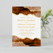バーントオレンジテラコッタアゲートマーブル結婚ズ金ゴールド 箔招待状 (立ち正面)