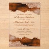 バーントオレンジテラコッタアゲートマーブル結婚ズ アクリル招待状 (正面)