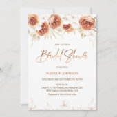 バーントオレンジテラコッタフローラブライダルシャワー 招待状 (正面)