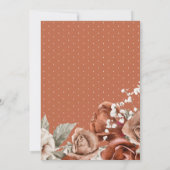 バーントオレンジテラコッタフローラブラックブライダルシャワー 招待状 (裏面)