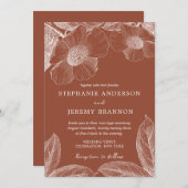 バーントオレンジテラコッタフローララインアート招待状 招待状 (正面/裏面)