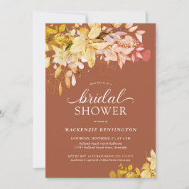 バーントオレンジテラコッタボタニカルブライダルシャワー 招待状