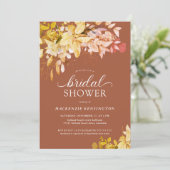 バーントオレンジテラコッタボタニカルブライダルシャワー 招待状 (スタンド正面)