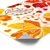 バーントオレンジトロピカルハイビスカスフローラブライダルシャワー ポスター (角)