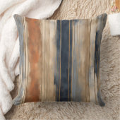 バーントオレンジネイビーダスティブルー動揺してストライプ クッション (ブランケット)