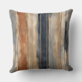 バーントオレンジネイビーダスティブルー動揺してストライプ クッション (裏面)