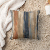 バーントオレンジネイビーダスティブルー動揺してストライプ クッション (ブランケット)