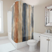 バーントオレンジネイビーダスティブルー動揺してストライプ シャワーカーテン (インサイチュ)