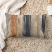 バーントオレンジネイビーダスティブルー動揺してストライプ ランバークッション (ブランケット)