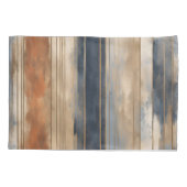 バーントオレンジネイビーダスティブルー動揺してストライプ 枕カバー (裏面-左)