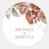 バーントオレンジバラテラコッタフローラ結婚式の引き出物 ラウンドシール (正面)