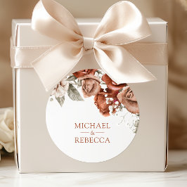 バーントオレンジバラテラコッタフローラ結婚式の引き出物 ラウンドシール