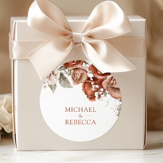 バーントオレンジバラテラコッタフローラ結婚式の引き出物 ラウンドシール