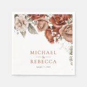 バーントオレンジバラテラコッタ結婚フローラ スタンダードカクテルナプキン (正面)