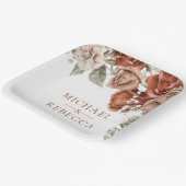 バーントオレンジバラテラコッタ結婚フローラ ペーパープレート (傾斜あり)