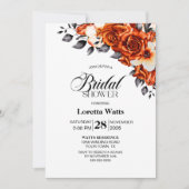 バーントオレンジバラフローラブライダルシャワー 招待状 (正面)