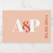 バーントオレンジピーチタイポグラフィウェディングシャワー スパークリングワインラベル (シングルラベル)