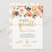 バーントオレンジフローラベビースプリンクシャワー招待 招待状 (正面/裏面)
