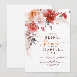 バーントオレンジブルガンディテラコッタブライダルシャワー 招待状