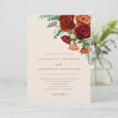 バーントオレンジブルゴーニュバラ素朴秋の結婚式 招待状 (スタンド正面)