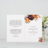 バーントオレンジブルゴーニュフローラ秋の結婚式プログラム (スタンド正面)