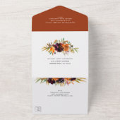 バーントオレンジブルゴーニュ秋フローラエレガントウェディング オールインワン招待状 (外側)