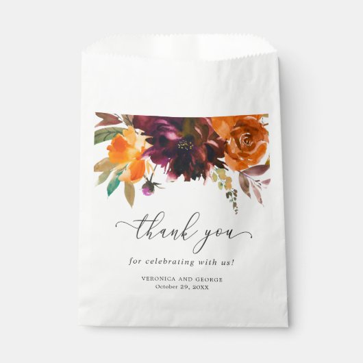 バーントオレンジブルゴーニュ秋素朴フローラ結婚ズ フェイバーバッグ (正面)