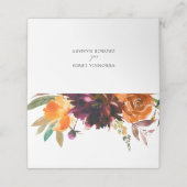 バーントオレンジブルゴーニュ秋素朴フローラ結婚ズ プレイスカード (外部開封)