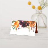 バーントオレンジブルゴーニュ秋素朴フローラ結婚ズ プレイスカード (正面)