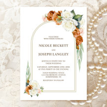 バーントオレンジホワイトローズフローラアー結婚チ