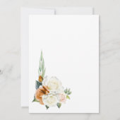 バーントオレンジホワイトローズフローラアー結婚チ 招待状 (裏面)