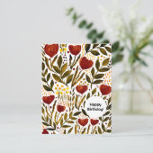 バーントオレンジボタニカルハッピーバースデー シーズンカード (スタンド正面)