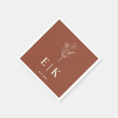 バーントオレンジボホテラコッタワイルドフラワー結婚ズ スタンダードカクテルナプキン (角)