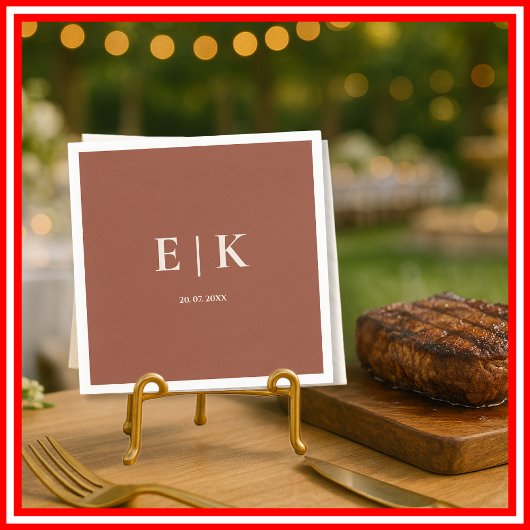 バーントオレンジボホテラコッタ素朴結婚ズ スタンダードカクテルナプキン